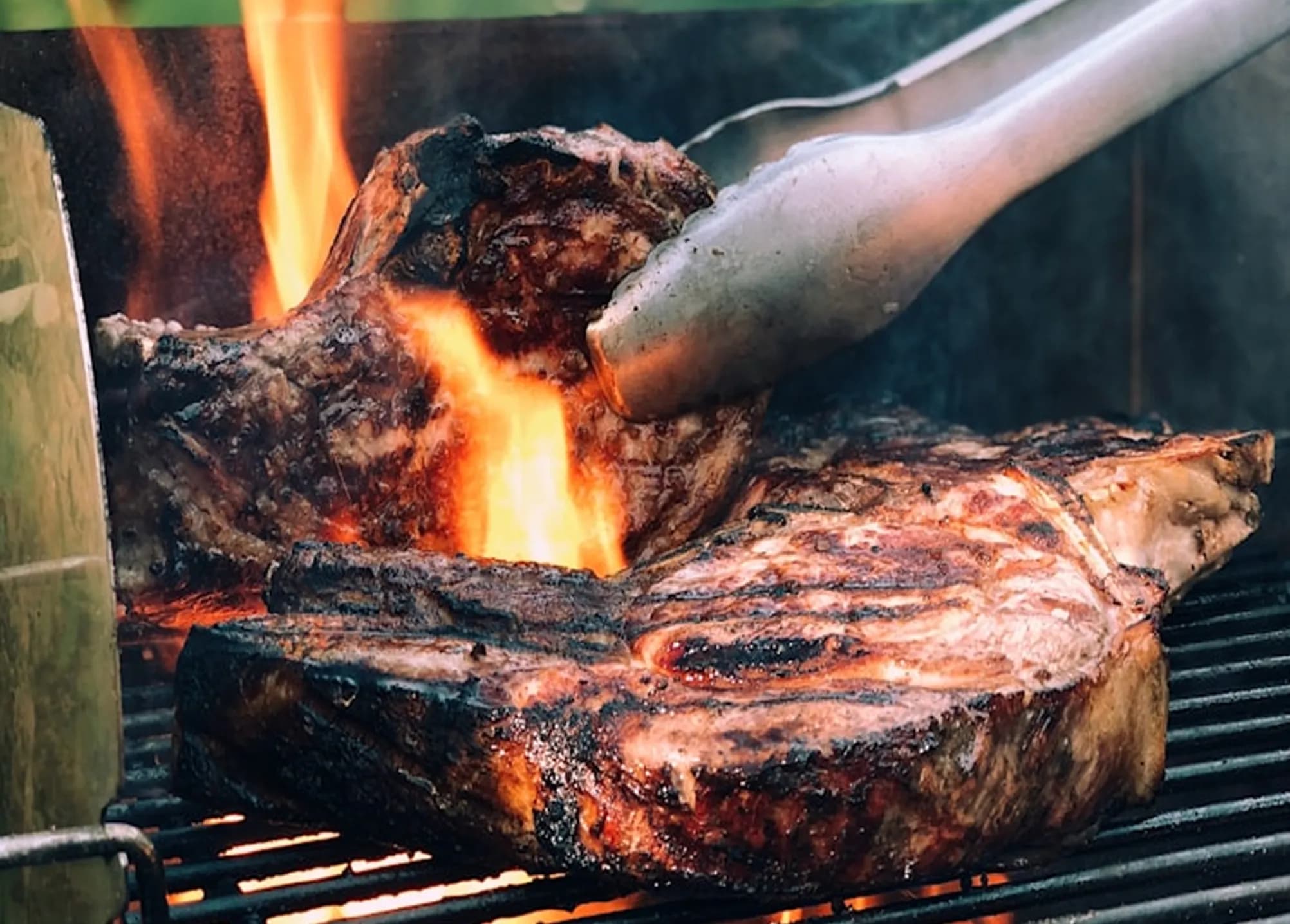 Grilling meat in our BBQ area